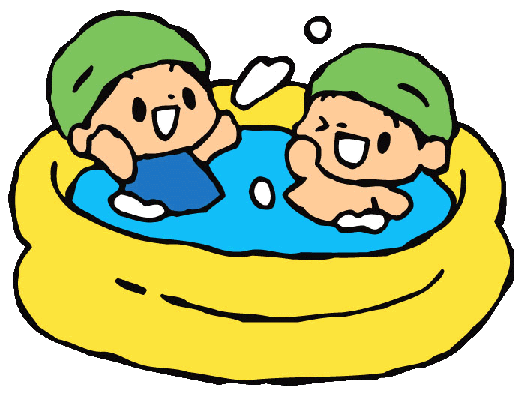 プールで遊ぶ子どもたちのイラスト